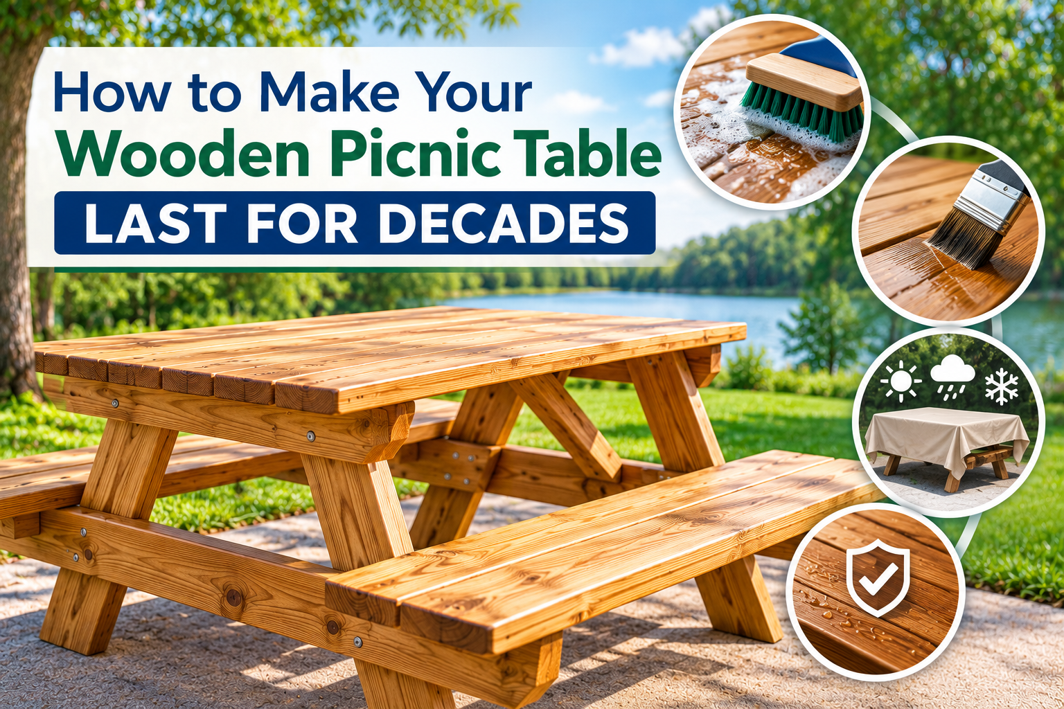 Guide to cleaning, sealing, and protecting a wooden picnic table
